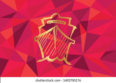 Vector Illustration of Marine Ship and Boat Icon with Red Polygon and Geometric. Graphic Design for Template, Layout, Background, Poster and More.