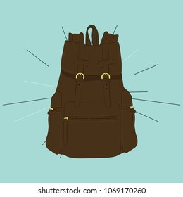 vector illustration in marine style and retro stylistics. tourist backpack
