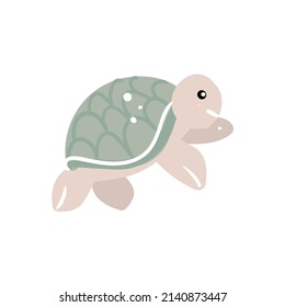 Ilustración vectorial tortuga marina en estilo de caricatura para tarjeta infantil, impresión, pegatina