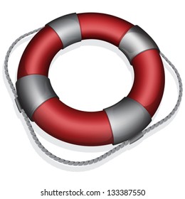 Vector illustration of marines red life buoy