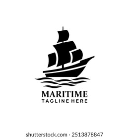Vector illustration of maritime ship concept logo design, sailboat.