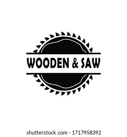 Vector illustration, mark, logo for design. The cut wood with a saw. Sign of Lumberjack, Woodwork.