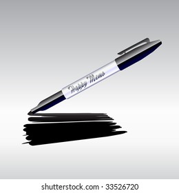 Vector Illustration of marker drawing on the sheet of paper.