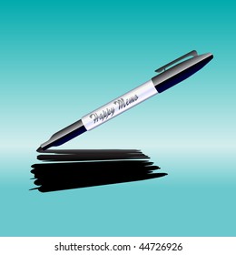 Vector Illustration of the marker drawing on the sheet of paper.