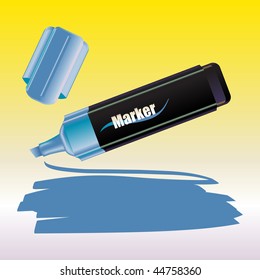 Vector Illustration of the marker, drawing on the sheet of paper.