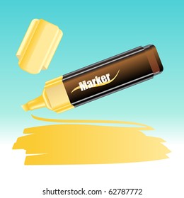 Vector Illustration of the marker, drawing on the sheet of paper.