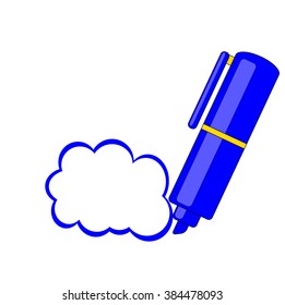 The vector illustration of the marker with the place for text isolated in the white background