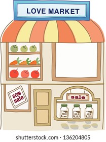 Ilustración vectorial de un mercado