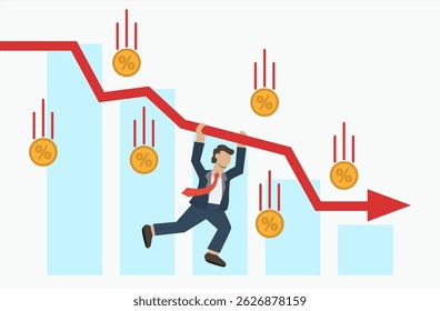 vector illustration of market crash,business finance crisis concept,crisis economy and investment loss graph red arrow drop down,investment risk