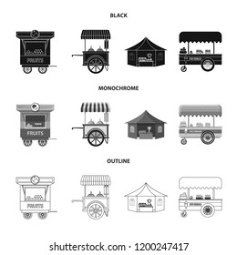 Vector illustration of market and exterior icon. Collection of market and food stock symbol for web.