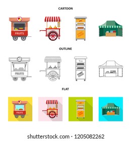 Vector illustration of market and exterior icon. Set of market and food stock vector illustration.