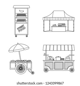 Vector illustration of market and exterior icon. Set of market and food stock vector illustration.