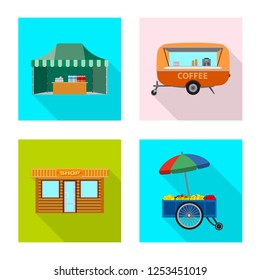Vector illustration of market and exterior icon. Set of market and food vector icon for stock.