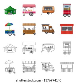 Vector illustration of market and exterior icon. Set of market and food vector icon for stock.