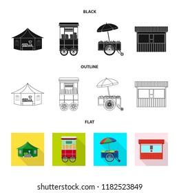 Vector illustration of market and exterior logo. Collection of market and food stock vector illustration.