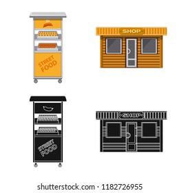 Vector illustration of market and exterior logo. Collection of market and food stock vector illustration.