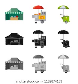 Vector illustration of market and exterior logo. Set of market and food vector icon for stock.