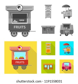 Vector illustration of market and exterior logo. Collection of market and food stock vector illustration.