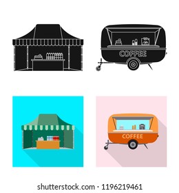 Vector illustration of market and exterior logo. Set of market and food stock vector illustration.