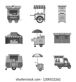 Vector illustration of market and exterior logo. Collection of market and food vector icon for stock.