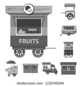 Vector illustration of market and exterior logo. Collection of market and food stock symbol for web.