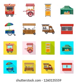 Vector illustration of market and exterior logo. Set of market and food stock symbol for web.