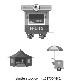 Vector illustration of market and exterior logo. Collection of market and food stock vector illustration.
