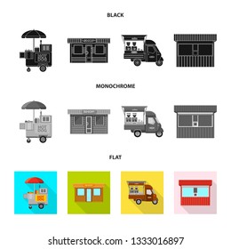 Vector illustration of market and exterior logo. Collection of market and food stock vector illustration.