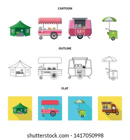 Vector illustration of market and exterior logo. Set of market and food stock symbol for web.