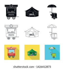 Vector illustration of market and exterior logo. Set of market and food stock vector illustration.