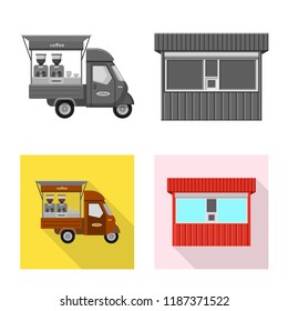 Vector illustration of market and exterior sign. Collection of market and food vector icon for stock.