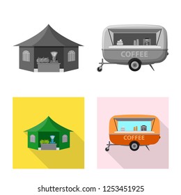 Vector illustration of market and exterior sign. Collection of market and food stock vector illustration.