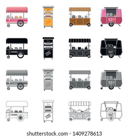 Vector illustration of market and exterior sign. Collection of market and food stock vector illustration.