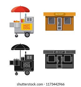 Vector illustration of market and exterior symbol. Set of market and food vector icon for stock.