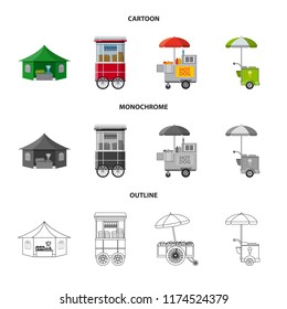 Vector illustration of market and exterior symbol. Collection of market and food stock symbol for web.