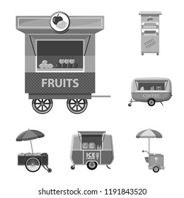 Vector illustration of market and exterior symbol. Set of market and food vector icon for stock.