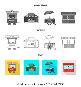 Vector illustration of market and exterior symbol. Collection of market and food vector icon for stock.