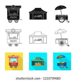 Vector illustration of market and exterior symbol. Set of market and food vector icon for stock.