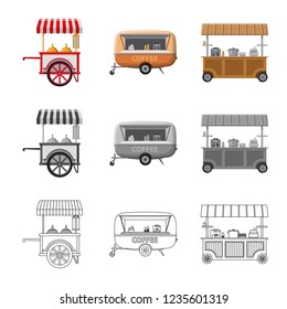 Vector illustration of market and exterior symbol. Collection of market and food stock symbol for web.
