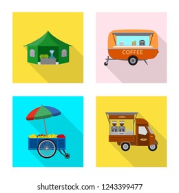 Vector illustration of market and exterior symbol. Collection of market and food stock symbol for web.