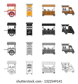 Vector illustration of market and exterior symbol. Set of market and food stock vector illustration.