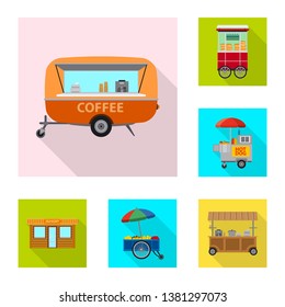 Vector illustration of market and exterior symbol. Set of market and food stock vector illustration.