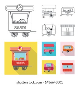 Vector illustration of market and exterior symbol. Collection of market and food stock symbol for web.