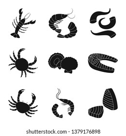 Vector illustration of market and marine  logo. Set of market and sea vector icon for stock.