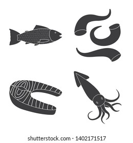 Vector illustration of market and marine  logo. Set of market and sea stock vector illustration.