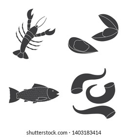 Vector illustration of market and marine  logo. Set of market and sea vector icon for stock.