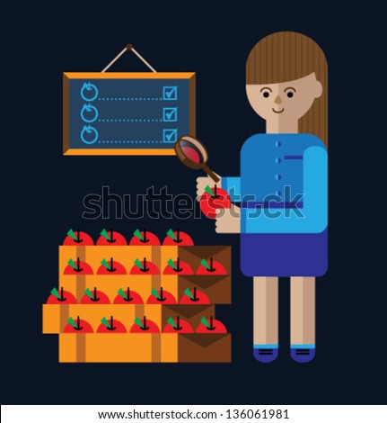 Vector illustration. Market. Red apples