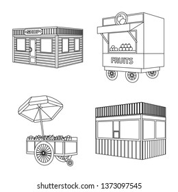 Vector illustration of market and small logo. Collection of market and food stock vector illustration.