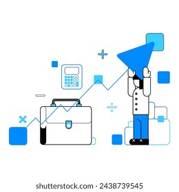 vector illustration for marketing, business, statistics, development, income. Fashionable geometric design style
