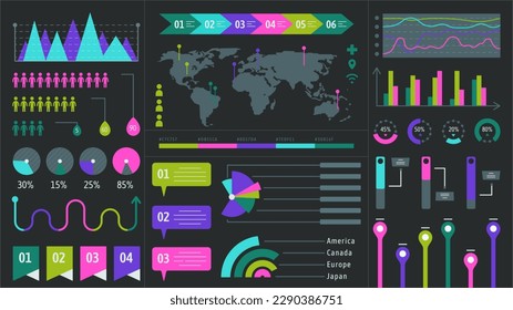 Vector illustration of marketing statistics, financial analysis data charts, etc.